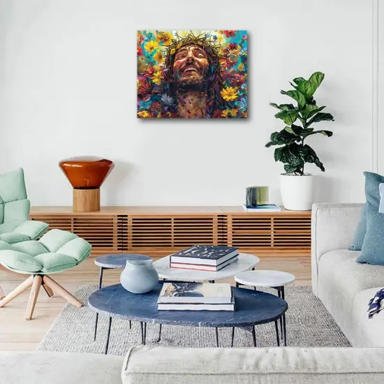 Happy Jesus Paint by Numbers Kit for Adults, Abstract Flower Jesus DIY Paint by Numbers, Oil Paint by Numbers Kit for Beginners, Surreal Portrait Jesus Painting Crafts for Home Decor 16x20 Inch {2}