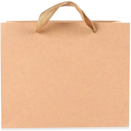 25 Pack Brown Kraft Paper Gift Bags with Soft Cloth Handles, Birthday Party Favor Shopping Bag, 8.6x7x3.9 in. {4}