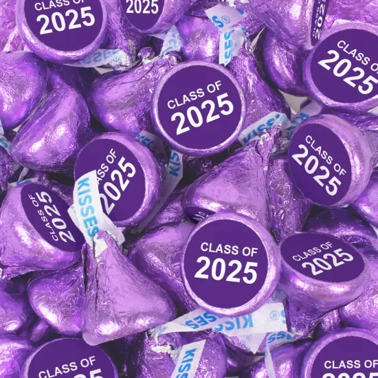 85 Pcs Purple Graduation Candy Hershey's Kisses Milk Chocolate (13.6oz, Approx. 85 Pcs)- By Just Candy {1}
