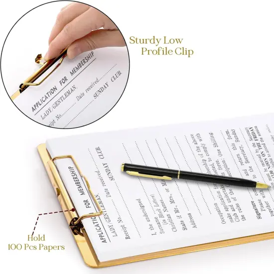 2 Pack Metal Clipboards, Stainless Steel Clip Board with Low Profile Clip, A4 Letter Size File Holder for Office, School, Hospital, Laboratory, Jobsite, Warehouses, Hotel, Restaurant {3}