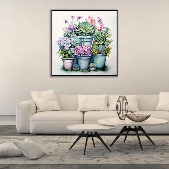 Succulent Plant Paint by Numbers Kit for Adults On Canvas,DIY Easy Adult Paint by Number Kits Potted Succulent,Paint by Color Potted Flowers Acrylic Paint Painting Home Wall Decor 16x16inch {2}