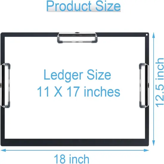 11x17 Clipboard Three Clip with Ruler Extra Large Clipboard Super Hard 11 x 17 Clipping Board Plastic Black Pack of 1 {2}