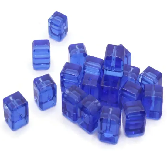 20 10mm Royal Blue Glass Cube Beads {4}