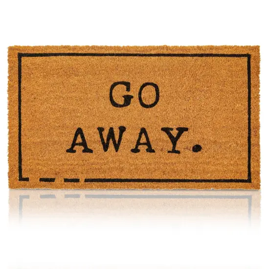 Go Away Doormat, Funny Front Door Welcome Mat for Outdoor Porch or Patio, Natural Coco Coir (17 x 30 In) Brown {1}