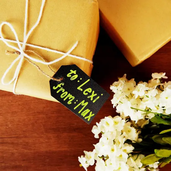 Chalkboard Tags with Liquid Chalk Markers, String and Chalk (24 Pieces) White {3}