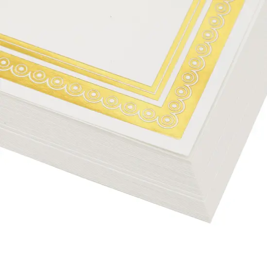 50 Sheets Gold Foil Award Certificate Paper 8.5 x 11 for Printing - Blank Cardstock for Graduation, Diploma and Achievement (White) {6}