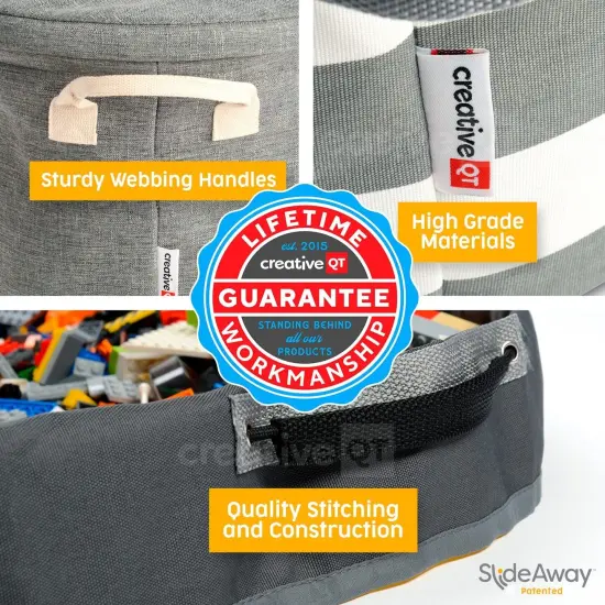 Creative QT SlideAway Toy Storage Organizer & Play Mat for Kids Ages 3-14 - Organizer Storage Bin - Kids Toy Box for Boys & Girls - Playroom Bin for Kid Rooms, Classrooms, Teachers - Grey {5}