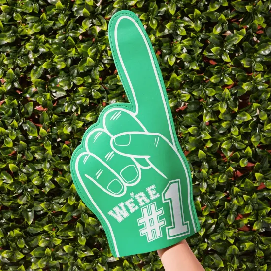2 Pack Foam Finger #1, It's Goin' Down, Sports Party Favors, Outdoor Essentials, Green (17.5 in) {2}