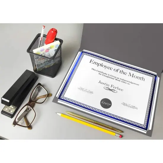 Diploma Cover Holders for Letter-Sized Award Certificate, Gold Border (Grey, 12 Pack) {6}