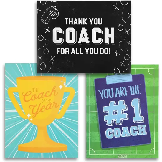 Pipilo Press 3 Pack Jumbo Thank You Coach Card with Envelopes for Teacher Appreciation, Mentors, Letter-Size (8.5 x 11 In) Multicolor {1}