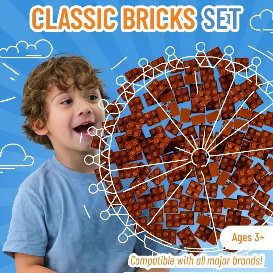 Strictly Briks Classic Bricks Starter Kit, Brown, 144 Pieces, 2x2 Inches, Building Creative Play Set for Ages 3 and Up, 100% Compatible with All Major Brick Brands {2}