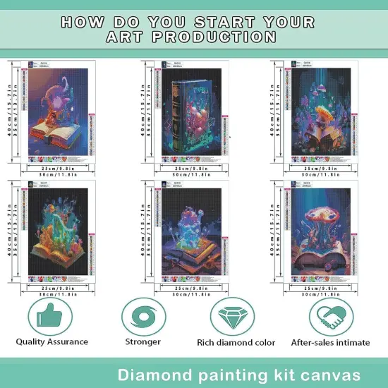 6PCS Diamond Art Kits for Adults Round Diamond Painting Dot Gem Art Painting Kit for Adults Beginners Women Suitable for Home Wall Art Decor 11.8x15.7 Inches Sea Mushroom {2}