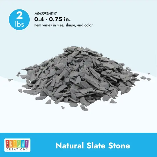 2 lbs Natural Slate Rocks, 0.4 to 0.75-inch Gray Stones for Aquariums, Terrariums, Fairy Garden and Miniature Model Displays, Reptile Enclosures, Crafting and Art Supplies Grey {3}