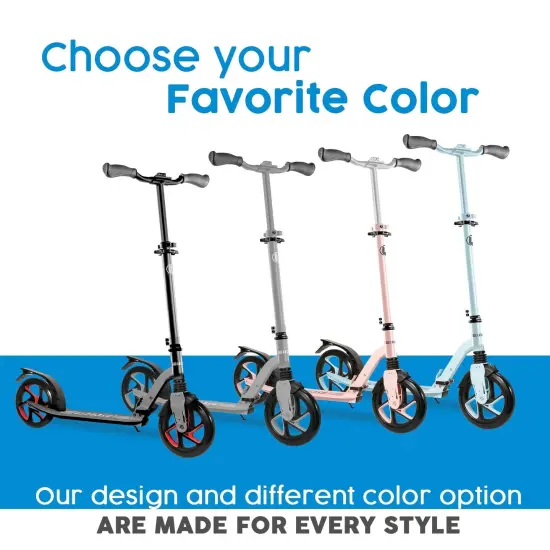 LaScoota Kick Scooter for Adults & Teens. Perfect for Youth Ages 8-14 and Men & Women. Lightweight Foldable Adult Scooter Large Sturdy Wheels Grey {6}