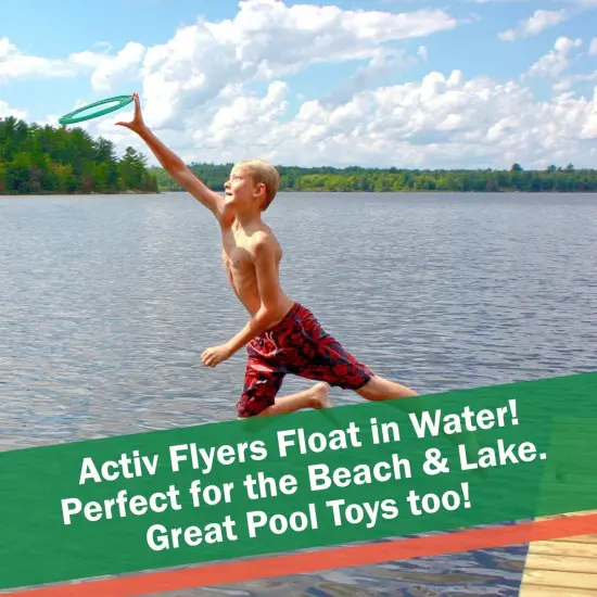 Activ Life 2 Pack Flying Rings for Kids, Fun Beach Toys, Gifts for Boys & Girls Aged 3-14, Cool Family Outdoor Games, Play at Swimming Pool, Playground, Basket Fillers Birthday Presents, Green/Orange {4}