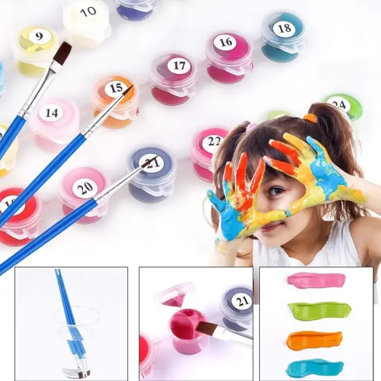 Paint by Numbers for Kids & Beginner, DIY Canvas Painting Gift Kits - Colorful Cats and Butterflies 16 x 20 inch (Without Framed) {3}