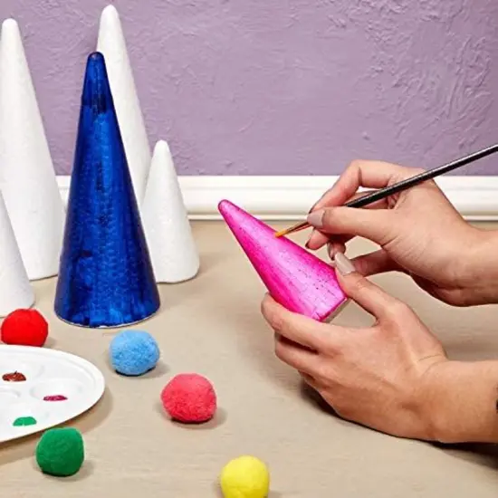 White Craft Foam Cones for Crafts, 2 Sizes (18 Pack) {3}