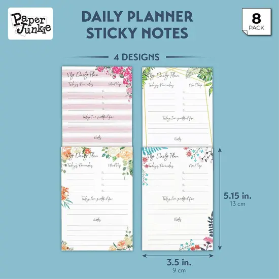 Calendar Sticky Notes for Monthly, Weekly, and Daily in Floral Print (8 Pack) Red {2}