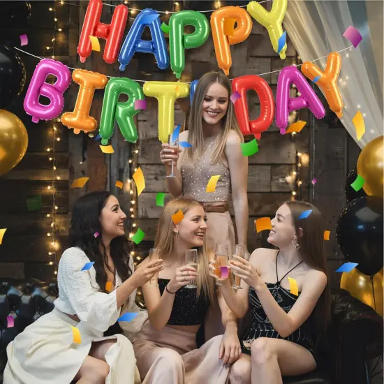 Rainbow Happy Birthday Balloons Banner {5}