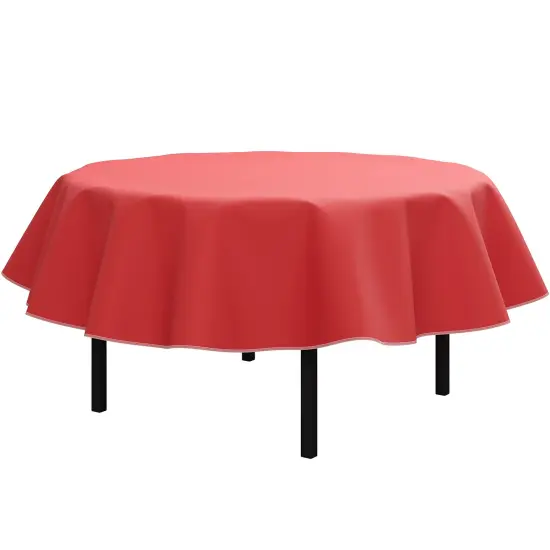 Exquisite Vinyl Tablecloth &ndash; 70" Round &ndash; Pack of 1 &ndash; Round Plastic Table Cover with Flannel Backing &ndash; Reusable & Waterproof Tablecloth for Parties and Events Red {2}
