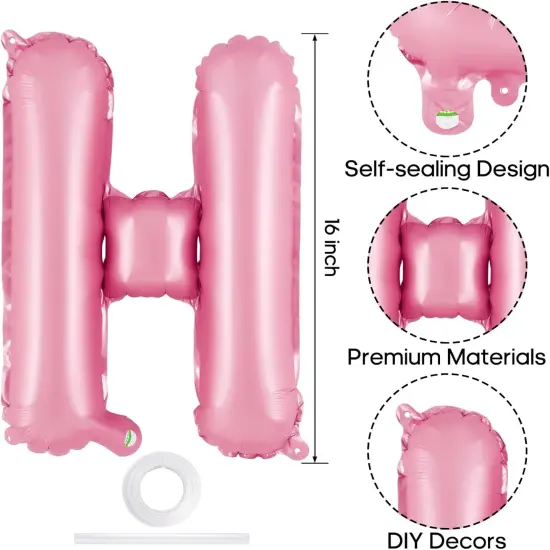 Happy Birthday Foil Balloons Banner - 16 Inch (Pink) {2}