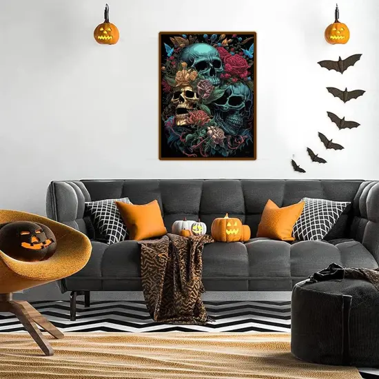 Skull Diamond Art Kits for Adults- Skeleton Diamond Painting Kits {3}