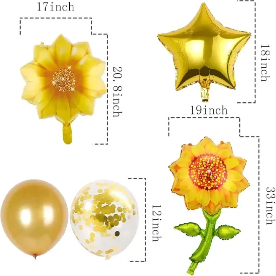 Yellow Sunflower Birthday Balloons (8Pcs) {2}