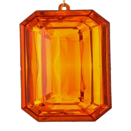 MTX67416 9" Acrylic Emerald Cut Precious Gem Ornament - Choose from Stunning Colors Orange {1}