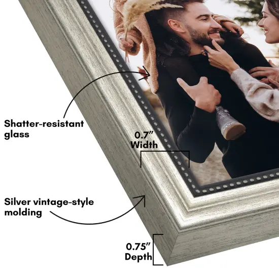 Americanflat Vintage Picture Frame with Beaded Accents with Shatter Resistant Glass and Easel Stand {3}