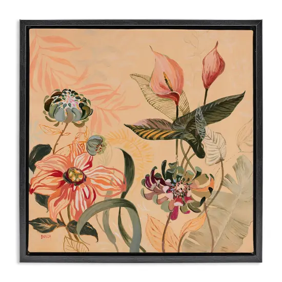 Stupell Industries Tropical Foliage & Blooms Floating Frame Design by Dusza {1}