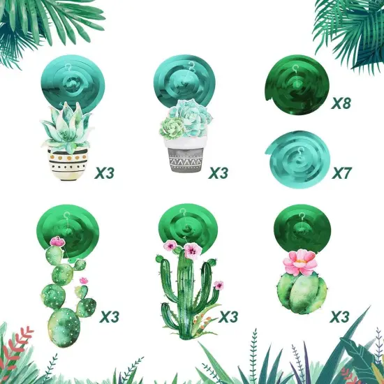 Summer Party Decoration Llama Party Hanging Cactus Swirls Paper Lanterns for Hawaiian Luau Tropical Party Plant Birthday Party Decorations {2}