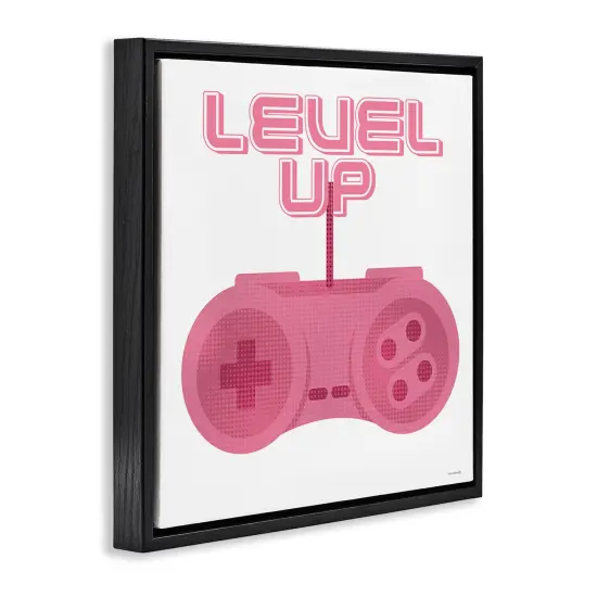 Stupell Industries Girl Gamer Pink Level Up Floating Frame Design by Yass Naffas Designs {3}
