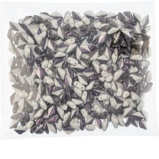 Matubo 2-Hole Czech Glass Polychrome Gemduo Beads, 50g Black RaspberryCream {2}