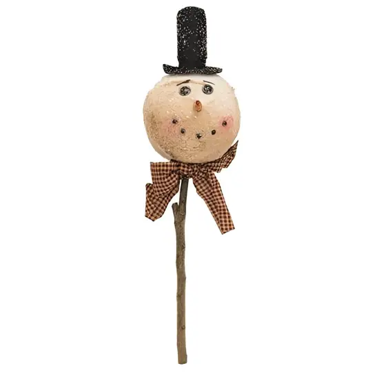 Rustic Cotton Snowman Pick for Winter Holiday Floral Arrangements {1}