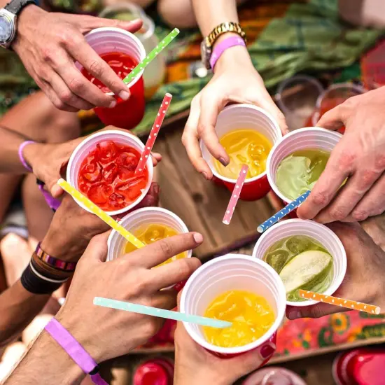 200PCS Multi-Color Biodegradable Paper Straws for Party Supplies,Birthday,Bridal/Baby Shower, Christmas Decorations and Holiday Celebrations (Dot) {5}