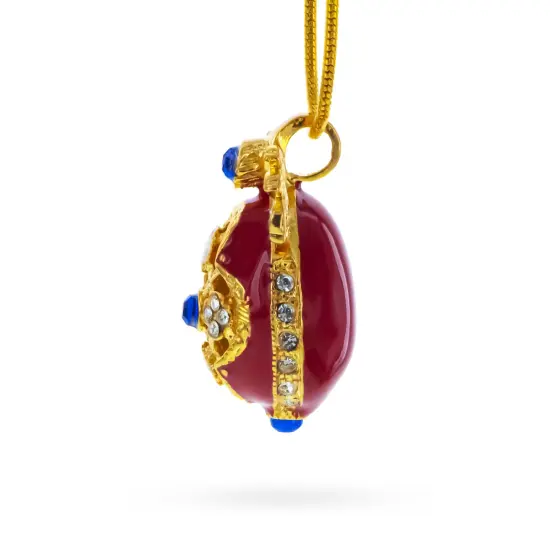 Red Enamel Cut Out Royal Egg Pendant Necklace {4}