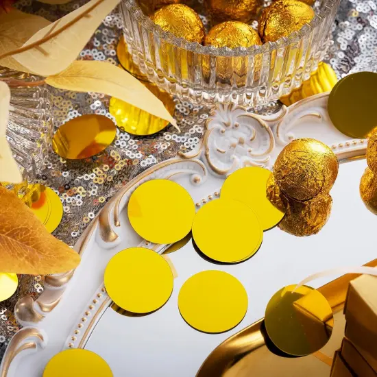 Gold Sparkle Confetti 1.2 Inch - 300 Metallic Flakes for Wedding, Birthday Party, Table Scatter {3}