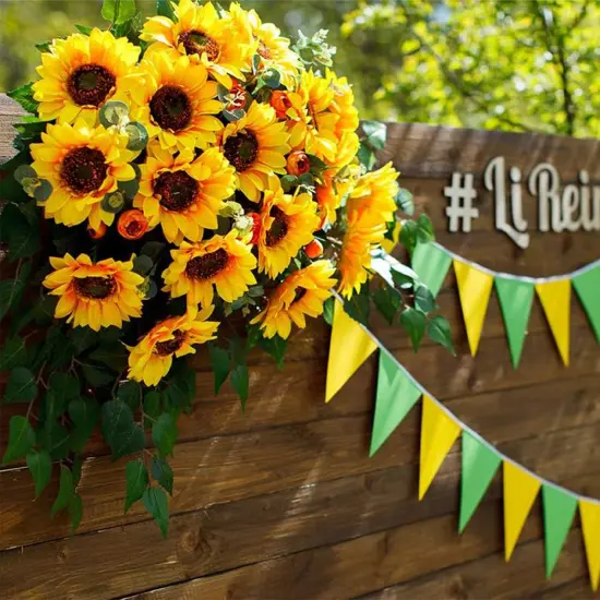 Summer Sunflower Heads &ndash; 100 Pcs 2.8" Yellow Silk Artificial Flowers for DIY Crafts, Home Decor & Floral Arrangements {5}