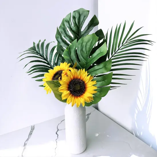 9-Pack Summer Sunflower Stems &ndash; 19.7" Lifelike Yellow Silk Flowers with Long Stems for Vases & Floral Arrangements {4}