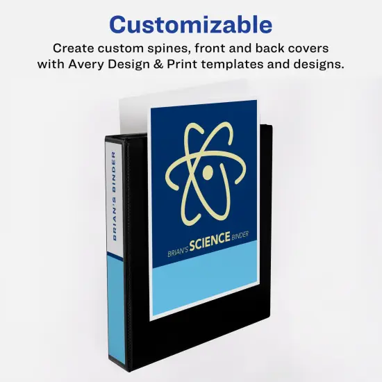 Avery Two-Tone Durable View 3 Ring Binder, 1.5 Inch Slant Rings, White/Black Binder (17287) {5}