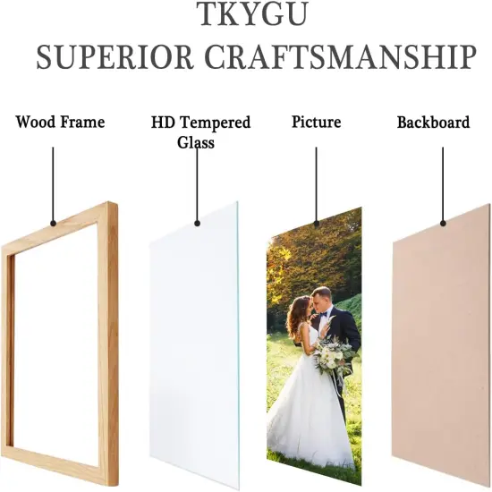 5x7 Picture Frame Woodgrain Set of 3, Real Glass {3}