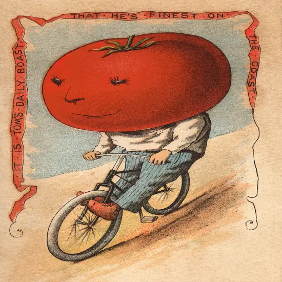 Tomato Riding a Bicycle - Vintage Poster Print {1}