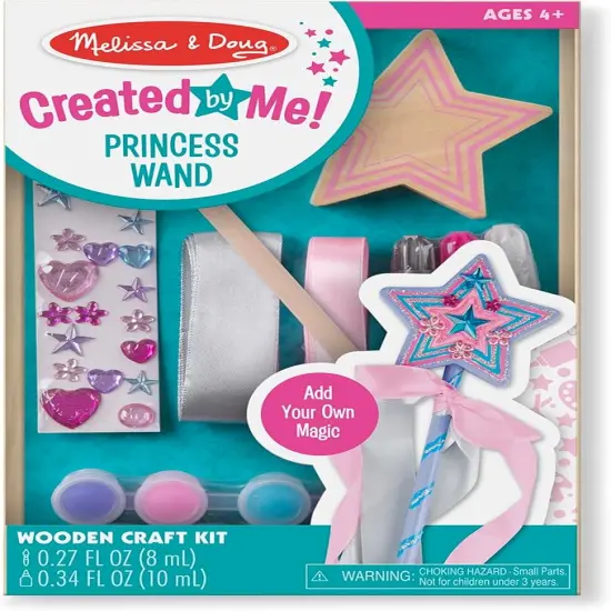 Created By Me Paint & Decorate Your Own Wooden Princess Wand Craft Kit, Pink Princess Crafts Great For Rainy Days, Toys For Kids Ages 4+ {1}