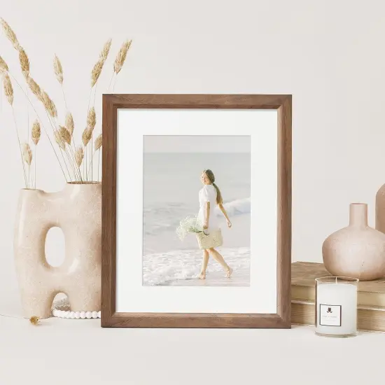 8x10 Picture Frame Set of 4 Natural Solid Walnut Photo Frames with 5x7 Removable Mat {5}