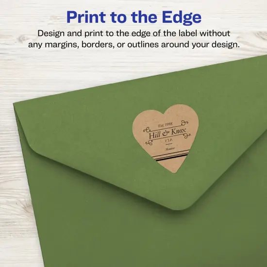 Avery Kraft Brown Heart Labels with Sure Feed, 1.5" x 1.5" {3}