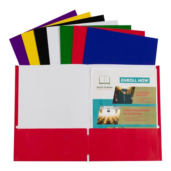 C-Line 2-Pocket Recycled Portfolio without Prongs, Assorted Colors, Set of 100 {1}