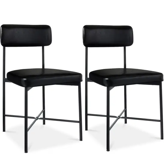 Best Choice Products Faux Leather Dining Chair Set of 2, Standard Height w/ Metal Frame Midnight Black {1}
