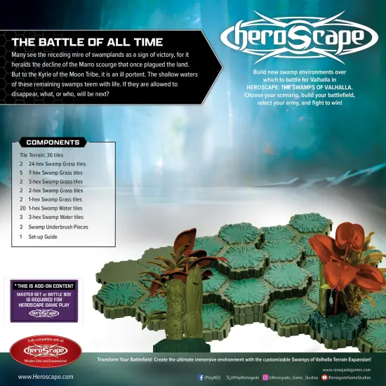 Renegade Games: Heroscape: The Swamps of Valhalla - Terrain System Expansion - 39pcs, Hex-Tile Terrain Pieces, Swamp Underbrush, Landscape Miniatures {3}
