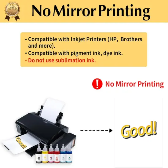 Dark Fabric (20 Sheets, 8.5x11") T Shirt Transfers Paper for Inkjet Printer {4}