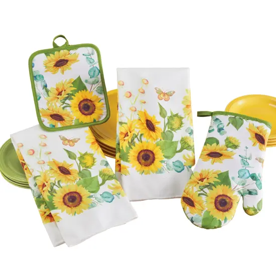 Collections Etc 4-Piece Sunflower Garden Design Kitchen Set {2}